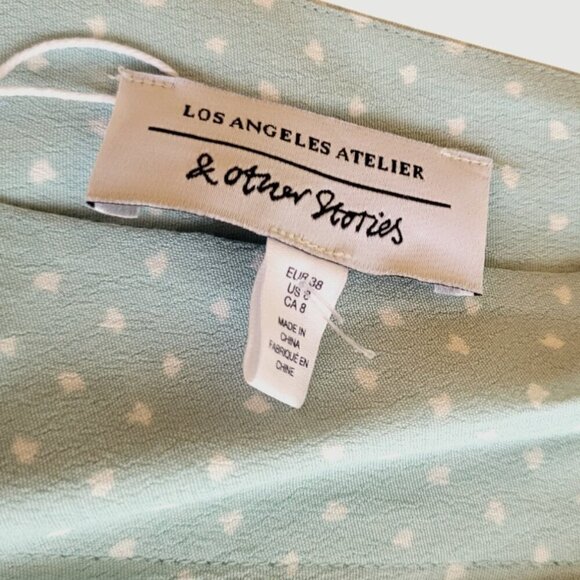 & Other Stories NWT Tie-Back Mint White Boho Dress Size 8 - Picture 5 of 10